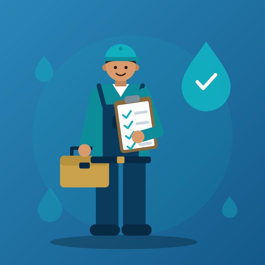 Technician with service checklist